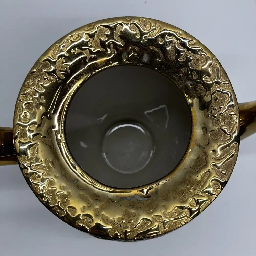 Weeping Gold Pitcher Set 22KT Teapot and Two Vases Elynor China MCM 1960s
